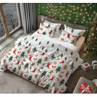 Bavlnené obliečky SCANDIC Perníčky a zimný les - biele - 140x200 cm