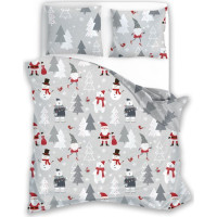 Bavlnené obliečky SCANDIC Snehuliaci a medvede - šedé - 140x200 cm