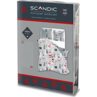 Bavlnené obliečky SCANDIC Snehuliaci a medvede - šedé - 140x200 cm