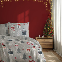 Bavlnené obliečky SCANDIC Snehuliaci a medvede - šedé - 140x200 cm