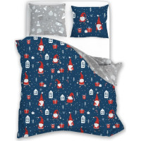 Bavlnené obliečky SCANDIC Škriatkovia - tmavo modré / šedé - 140x200 cm
