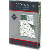 Bavlnené obliečky SCANDIC Imelo a vetvičky - biele / zelené - 140x200 cm