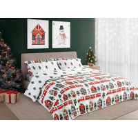 Bavlnené obliečky SCANDIC Zimný vláčik - biele - 160x200 cm