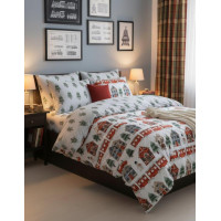 Bavlnené obliečky SCANDIC Zimný vláčik - biele - 160x200 cm