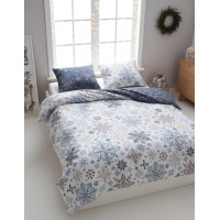 Bavlnené obliečky SCANDIC Vločky - biele / modré - 160x200 cm