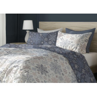 Bavlnené obliečky SCANDIC Vločky - biele / modré - 160x200 cm