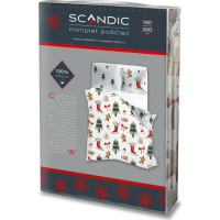 Bavlnené obliečky SCANDIC Perníčky a zimný les - biele - 160x200 cm