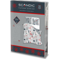 Bavlnené obliečky SCANDIC Snehuliaci a medvede - šedé - 160x200 cm