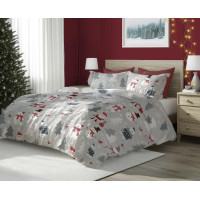 Bavlnené obliečky SCANDIC Snehuliaci a medvede - šedé - 160x200 cm