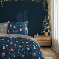 Bavlnené obliečky SCANDIC Škriatkovia - tmavo modré / šedé - 160x200 cm