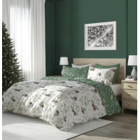 Bavlnené obliečky SCANDIC Imelo a vetvičky - biele / zelené - 160x200 cm