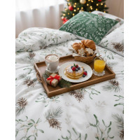 Bavlnené obliečky SCANDIC Imelo a vetvičky - biele / zelené - 160x200 cm