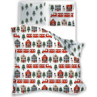 Bavlnené obliečky SCANDIC Zimný vláčik - biele - 220x200 cm