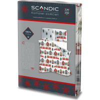 Bavlnené obliečky SCANDIC Zimný vláčik - biele - 220x200 cm