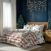 Bavlnené obliečky SCANDIC Zimný vláčik - biele - 220x200 cm