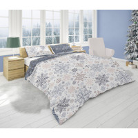 Bavlnené obliečky SCANDIC Vločky - biele / modré - 220x200 cm