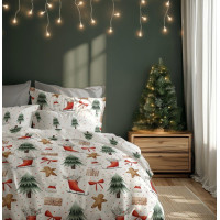 Bavlnené obliečky SCANDIC Perníčky a zimný les - biele - 220x200 cm