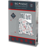 Bavlnené obliečky SCANDIC Snehuliaci a medvede - šedé - 220x200 cm