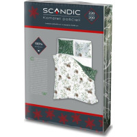 Bavlnené obliečky SCANDIC Imelo a vetvičky - biele / zelené - 220x200 cm