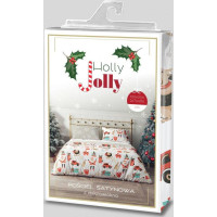 Posteľné obliečky z mikrovlákna HOLLY JOLLY Vianočné motívy - biele / béžové - 160x200 cm