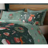 Posteľné obliečky z mikrovlákna HOLLY JOLLY Vianoce - zelené - 160x200 cm
