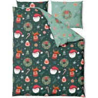 Posteľné obliečky z mikrovlákna HOLLY JOLLY Vianoce - zelené - 160x200 cm