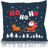 Vianočná obliečka na vankúš HOLLY JOLLY Santa 45x45 cm - tmavo modrý