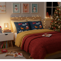 Vianočná obliečka na vankúš HOLLY JOLLY Santa 45x45 cm - tmavo modrý