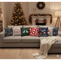 Vianočná obliečka na vankúš HOLLY JOLLY Santa 45x45 cm - tmavo modrý