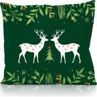 Vianočná obliečka na vankúš HOLLY JOLLY Jelene 45x45 cm - zelená