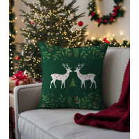 Vianočná obliečka na vankúš HOLLY JOLLY Jelene 45x45 cm - zelená