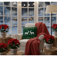 Vianočná obliečka na vankúš HOLLY JOLLY Jelene 45x45 cm - zelená