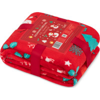 Vianočná deka SNEHULÁK 130x160 cm - červená