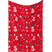 Vianočná deka SNEHULÁK 130x160 cm - červená