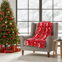 Vianočná deka SNEHULÁK 130x160 cm - červená