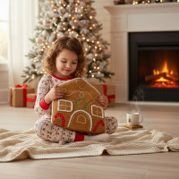 Tvarovaný vankúš PERNÍKOVÝ DOMČEK - 35x25 cm