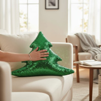 Tvarovaný vankúš GLITTER TREE Stromček - 40 cm - zelený