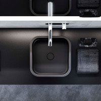 Kerasan HAKO keramické umývadlo na dosku 40x40, čierna mat 554431