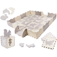 Penová puzzle podložka pre deti - 36 prvkov - šedá/ecru