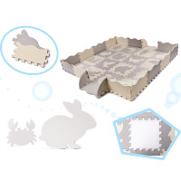 Penová puzzle podložka pre deti - 36 prvkov - šedá/ecru