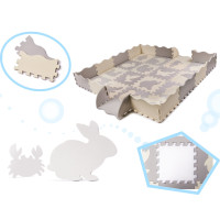 Penová puzzle podložka pre deti - 36 prvkov - šedá/ecru
