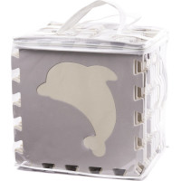 Penová puzzle podložka pre deti - 36 prvkov - šedá/ecru