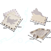 Penová puzzle podložka pre deti - 36 prvkov - šedá/ecru