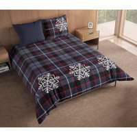 Bavlnené obliečky NORDIC Vločky - tmavo modré - 160x200 cm + 2x70x80 cm