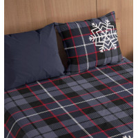 Bavlnené obliečky NORDIC Vločky - tmavo modré - 220x200 cm + 2x 70x80 cm