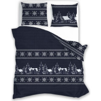 Bavlnené obliečky SCANDIC Zimné dediny - tmavo modré - 160x200 cm