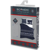 Bavlnené obliečky SCANDIC Zimné dediny - tmavo modré - 160x200 cm