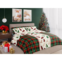 Bavlnené obliečky SCANDIC Stromčeky - zelené/červené/biele - 160x200 cm