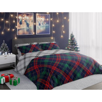 Bavlnené obliečky SCANDIC Káro - tmavo modré / šedé - 160x200 cm