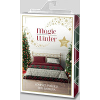 Bavlnené obliečky MAGIC WINTER Karo - zelené / červené - 160x200 cm